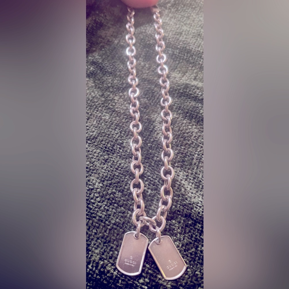 Authentic Vintage Gucci Trademark Large Link Necklace with 2 Gucci tags